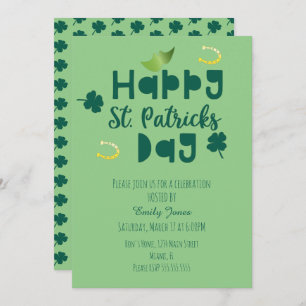 Invitation St Patrick Day Celebration Event Green Clover