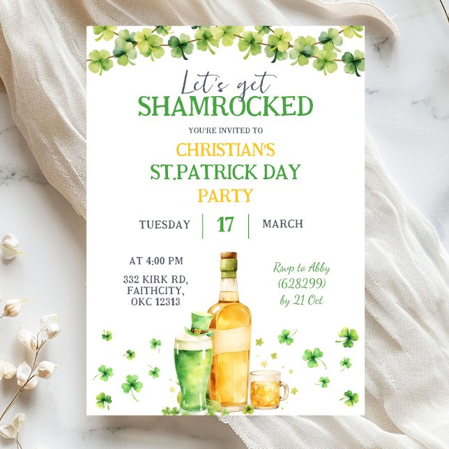 Invitation St Patrick Day Let's Get Shamrocked Party (Créateur téléchargé)