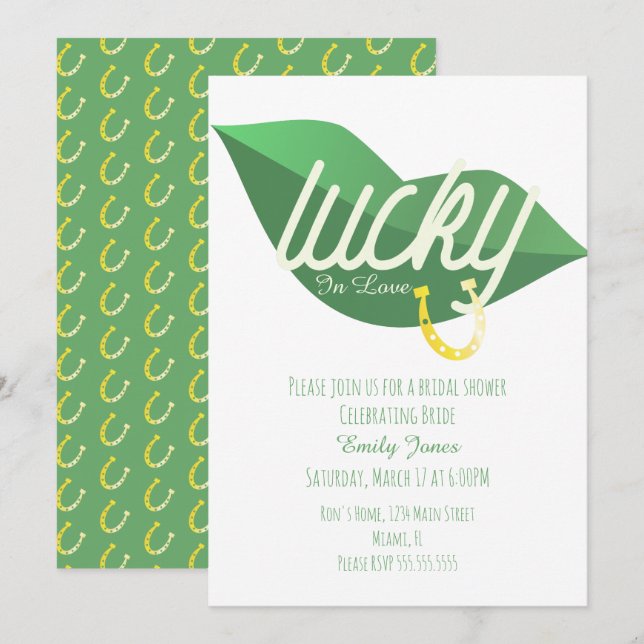 Invitation St Patrick Day Lucky Fête des mariées Lip Green (Devant / Derrière)
