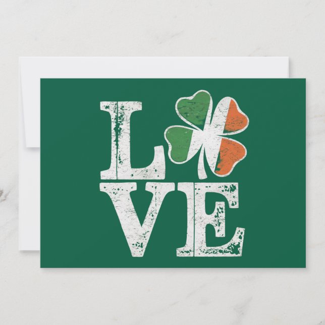 Invitation St Patrick Love Chance Irlande Trèfle Vert  (Devant)