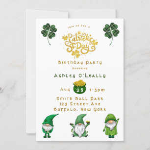 Invitation St. Patrick’s Day Gnome Anniversaire Fête Invitati