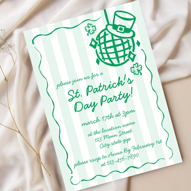 Invitation St. Patrick’s Day Green Hand Drawn Party (Créateur téléchargé)