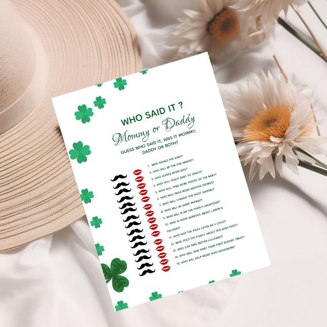 Invitation ST Patrick who said it Baby shower game Card (Créateur téléchargé)