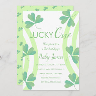 Invitation St. Patricks chanceux 1er anniversaire aquarelle C