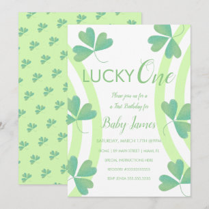 Invitation St. Patricks Chanceux 1er Anniversaire Aquarelle T