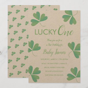 Invitation St. Patricks Chanceux 1er Anniversaire Shamrock Te