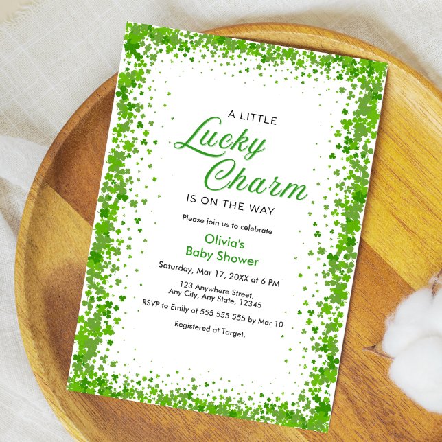 Invitation St Patrick's Day A Little Lucky Charm Baby Shower  (St Patrick's Day A Little Lucky Charm Baby Shower Invitation )