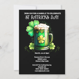 Invitation St Patrick's Day Bière shamrock vedette
