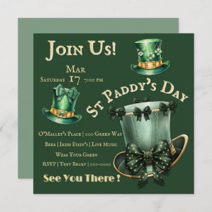 Invitation St Patrick's Day Casquettes et Bows Party