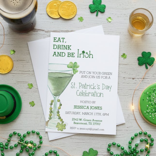 Invitation St. Patrick's Day Celebration Party Cocktail adult (Créateur téléchargé)