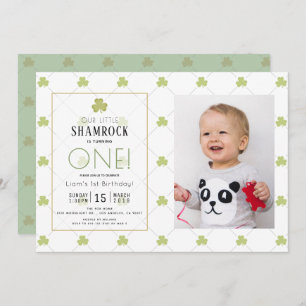 Invitation St. Patrick's Day Clean Green Photo1st Birthday