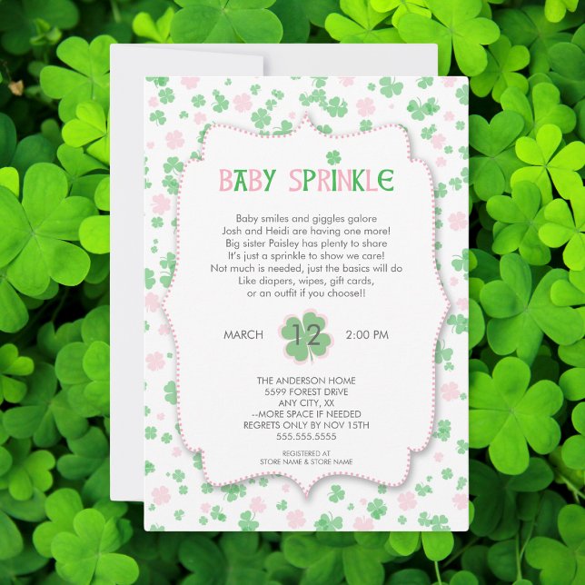 Invitation St Patrick's Day FILLE Bébé Sprinkle (Créateur téléchargé)