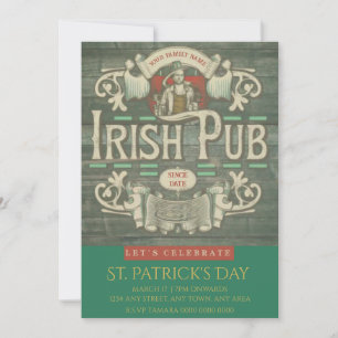 Invitation St Patrick's Day Funny Personnalisé Pub irlandais