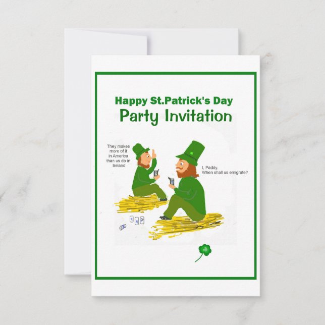 Invitation St.Patrick's Day, Green Leprechauns RSVP (Devant)