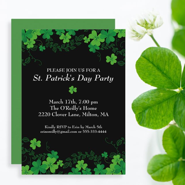 Invitation St. Patrick's Day Green Vine Shamrock Irish Party (Créateur téléchargé)
