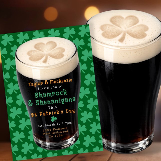 Invitation St Patricks Day Irish Shamrocks And Shenanigans (St Patricks Day Irish Shamrocks And Shenanigans Invitation by Ricaso. Celebrate Ireland connection)
