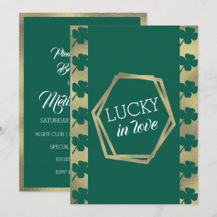 Invitation St. Patricks Day Lucky Fête des mariées Green Gold