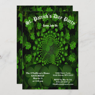 Invitation St Patrick's Day Party 4 Leaf Clover Kaleidoscope