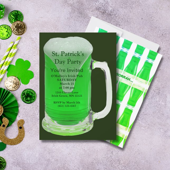 Invitation St. Patrick's Day Party Celebrate avec Green Brew (St. Patrick's Day Party Celebrate with Green Brew Invitation)