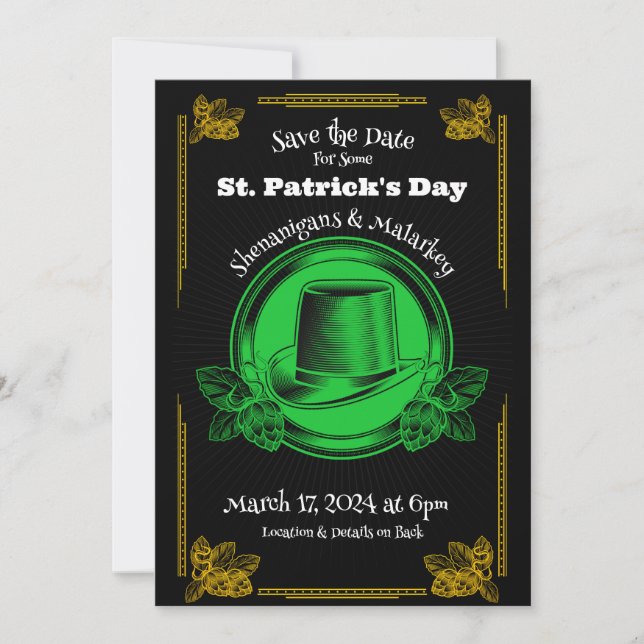 Invitation St. Patrick's Day Party Enregistrer la date Invita (Devant)