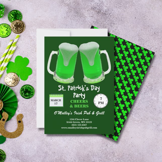 Invitation St Patrick's Day Party Green Frosty Cheers (St Patrick's Day Party Green Frosty Cheers Invitation)