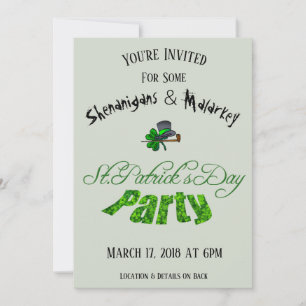 Invitation St. Patrick's Day Party Irish Green Funny