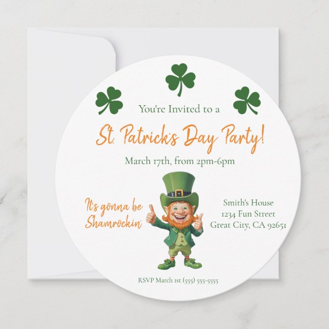Invitation St Patrick's Day Party-Leprechaun (Devant)