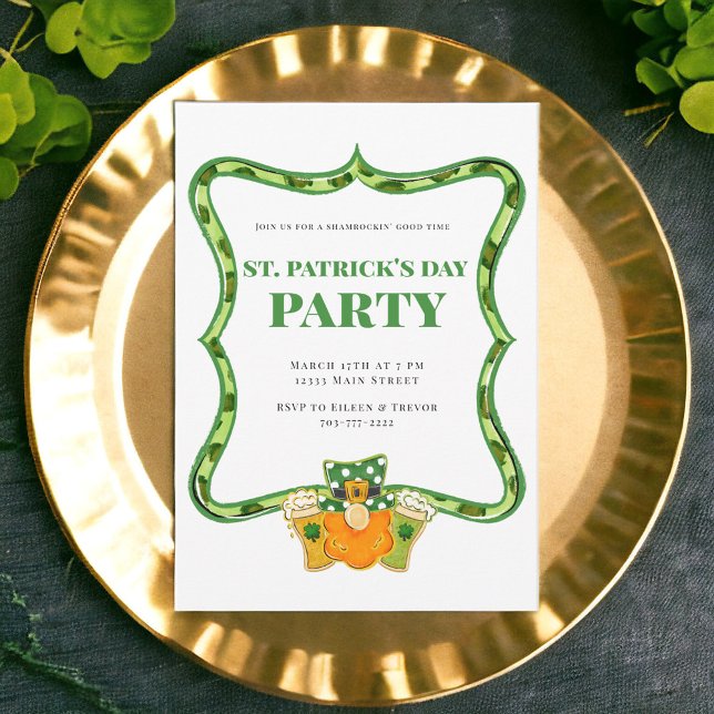 Invitation St Patrick's Day Party Leprechaun Bières Shamrocks (Créateur téléchargé)