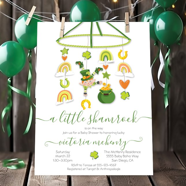 Invitation St. Patrick's Day Petit Baby shower Shamrock (Créateur téléchargé)