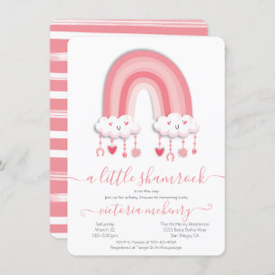 Invitation St. Patrick's Day Rainbow Shamrock Baby shower Inv