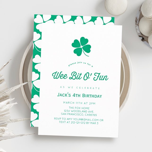 Invitation St. Patrick's Day Shamrock White Boy Birthday (Créateur téléchargé)