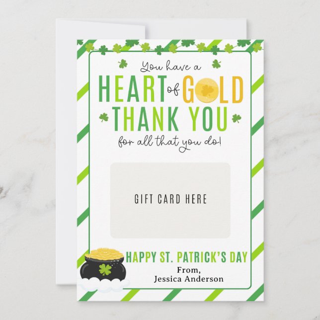 Invitation St. Patrick's Day Teacher Appreciation Gift Card (Devant)