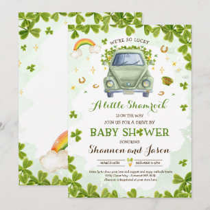Invitation St Patrick's Little Shamrock Drive Par Baby shower