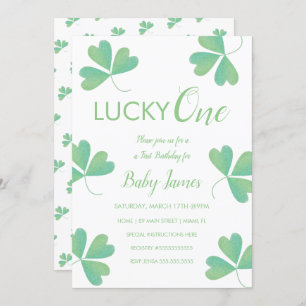 Invitation St. Patricks Lucky 1er anniversaire Shamrock