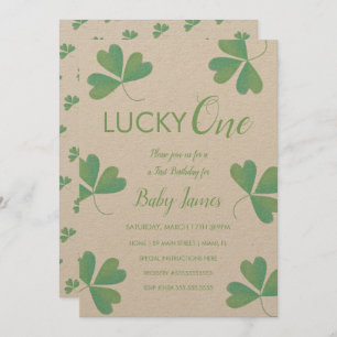 Invitation St. Patricks Lucky 1er Anniversaire Shamrock Texté