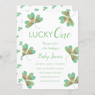 Invitation St. Patricks Lucky 1er anniversaire Shamrocks