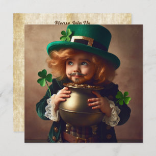Invitation St Patrick's Party Irish Child Pot of Gold Carré