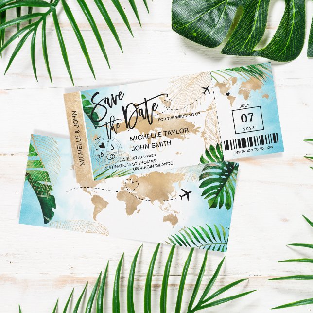 Invitation ST THOMAS Enregistrer la date Embarquement Pass Pl (Créateur téléchargé)