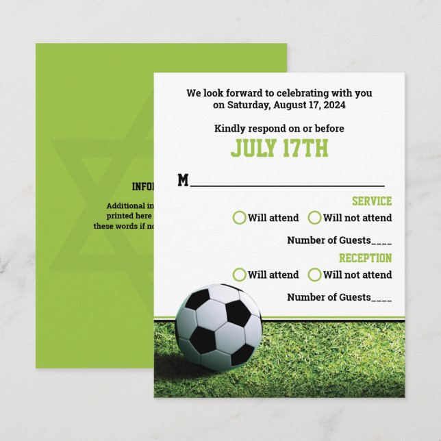 Invitation Stade de football à Night Bar Mitzvah RSVP Card (Devant / Derrière)