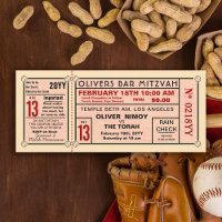 Stade vintage Ticket Baseball Bar Mitzvah Rouge