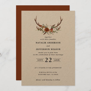 Invitation Stag rouille terre cuite florale rustique élégant