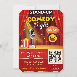 Invitation Stand-Up Comedy Night Ticket | QR Code Invite