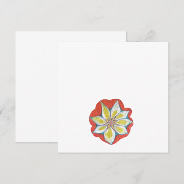 Invitation standard Mandala de fleurs jaune orange (Devant / Derrière)