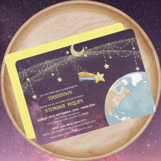 Invitation Star Céleste Typographie personnalisée Cute unique (Celestial Star Cute Custom Text Baby Shower Invitation)