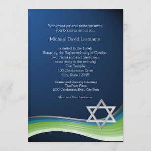 Invitation Star de David Green et Blue Gradient Bar Mitzvah