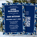 Invitation Star de David Watercolor Custom QR Bar Bat mitzvah<br><div class="desc">Carte parfaite pour annoncer un bat mitzvah, bar mitzvah ou une autre célébration juive ! Motif étoile pour vous à l'avant et à l'arrière ! ENTIÈREMENT PERSONNALISABLE ! Cliquez sur "Personnaliser" ci-dessus pour modifier le texte à l'avant et à l'arrière et ajouter votre lien au code QR. Cliquez sur "modifier...</div>