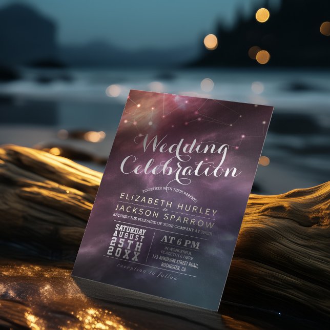 Invitation Star de nuit Mariage moderne Sky Galaxy Constellat (Créateur téléchargé)