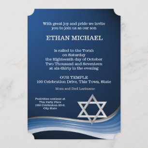 Invitation Star et Blue Wave Bar Mitzvah