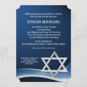 Invitation Star et Blue Wave Bar Mitzvah