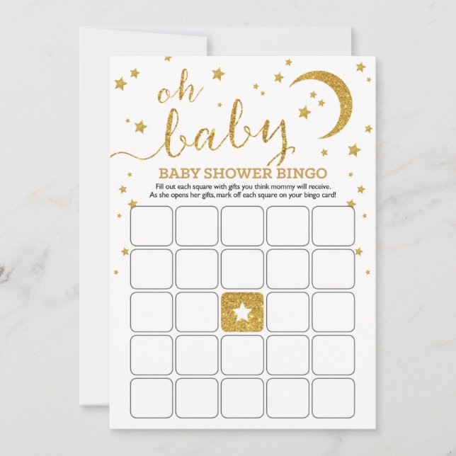 Invitation Star Gold Baby Bingo (Devant)